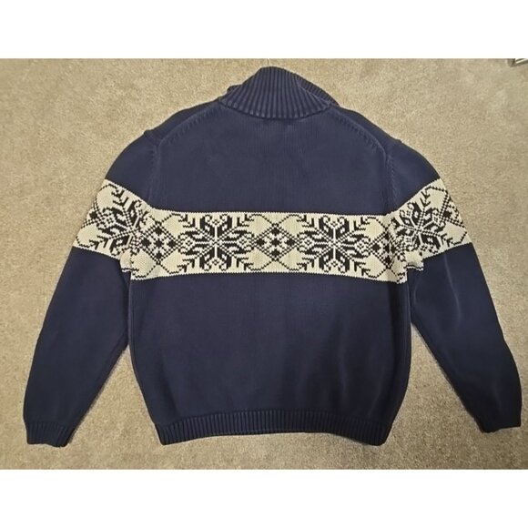 Covington Sweater Fair Isle Quarter Zip Cotton Snowflake Ski Winter Blue Men XL - Picture 10 of 10